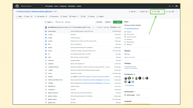 Fork the ETC community website.